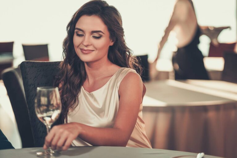 Beautiful lady in a restaurant.