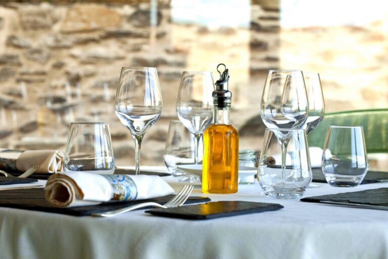 Table set up in a stylish French restaurant